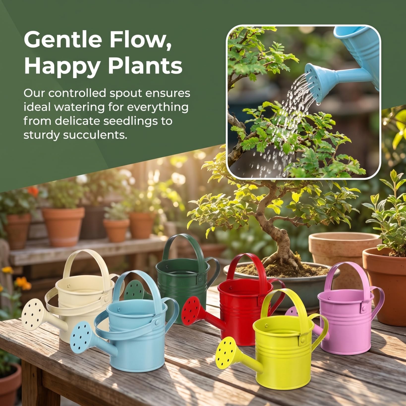 Lot de 6 arrosoirs de jardinage légers pour enfants - Arrosoir pour plantes d'intérieur et d'extérieur - Petite taille pour enfants avec poignées faciles à tenir