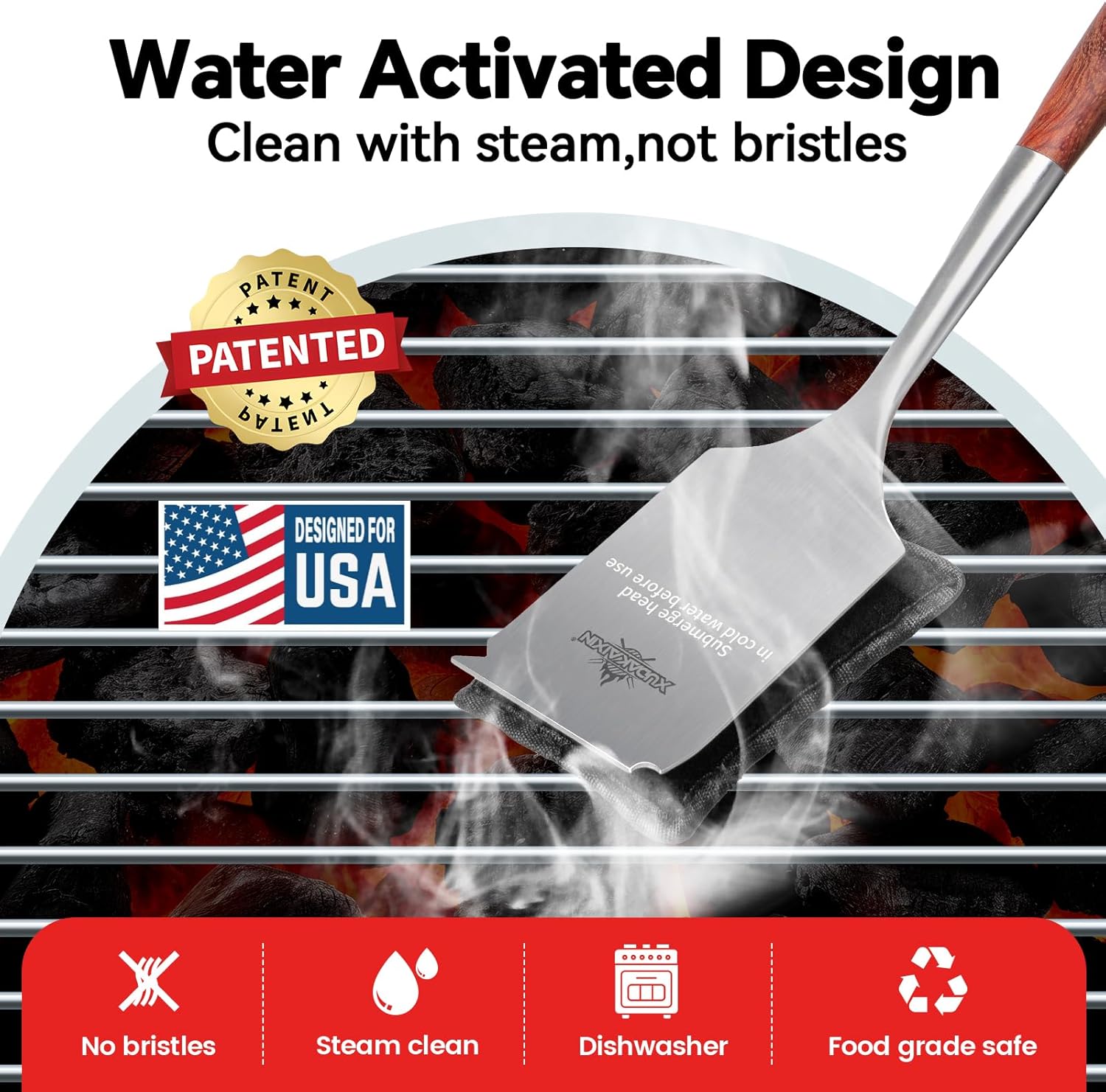 Steam Grill Brush & Water Bucket