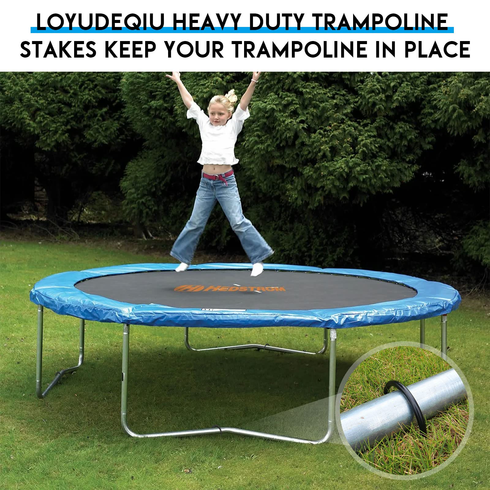 Trampoline Stakes high Wind, Heavy Duty Trampoline Anchors, Galvanized Steel Wind Stakes for Trampoline (Black U Type 8pcs) - Image 3