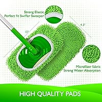 Vista 3 de Almohadillas de microfibra reutilizables para trapeador Compatibles con Swiffer Sweeper - Paquete de 4 paños de barrido en seco y paños de trapeo