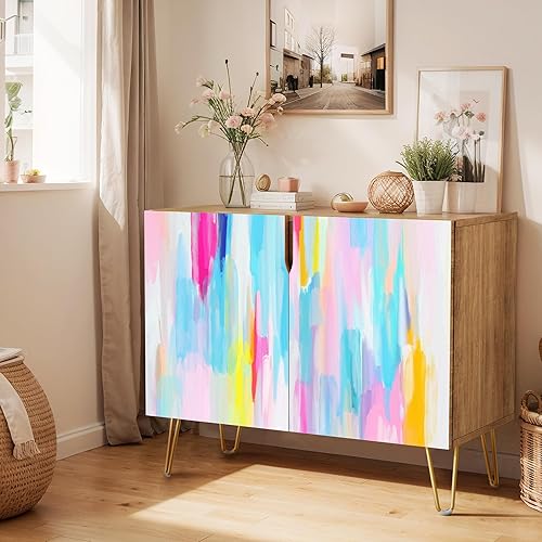 Vista 40 de SIGNWIN Aparador Buffet Gabinete, Armario de Almacenamiento de Cocina con 2 Puertas, Árbol Vibrante Naranja de Otoño Bosque, Mesa Consola Alacena