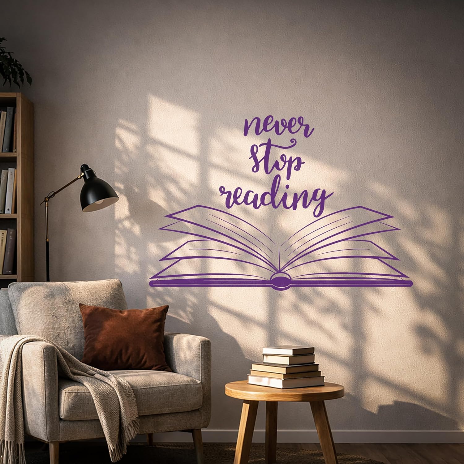 Large Vinyl Wall Decal Open Book Quote Reading Room Library Decor Stickers Mural (ig5184) Black