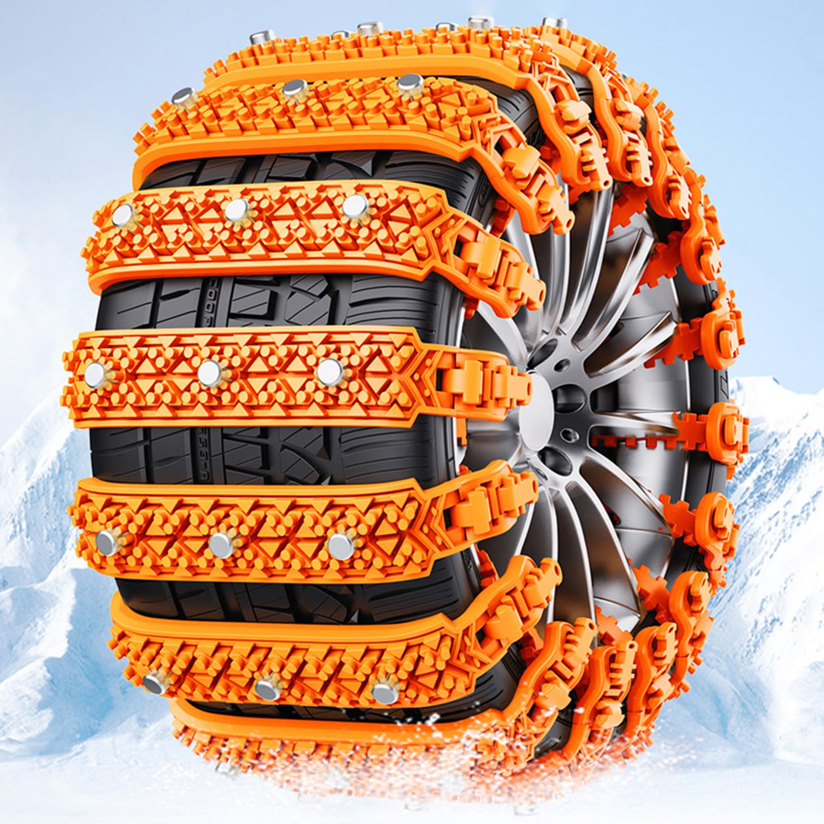 Chaînes Neige 10 Pièces pour Pneus - Chaînes Hiver Voiture Réutilisables, Portables, Universelles avec Design Anti-Dérapant Ajustable | Adaptées à la Plupart des Voitures et Camions (Longueur 86cm)
