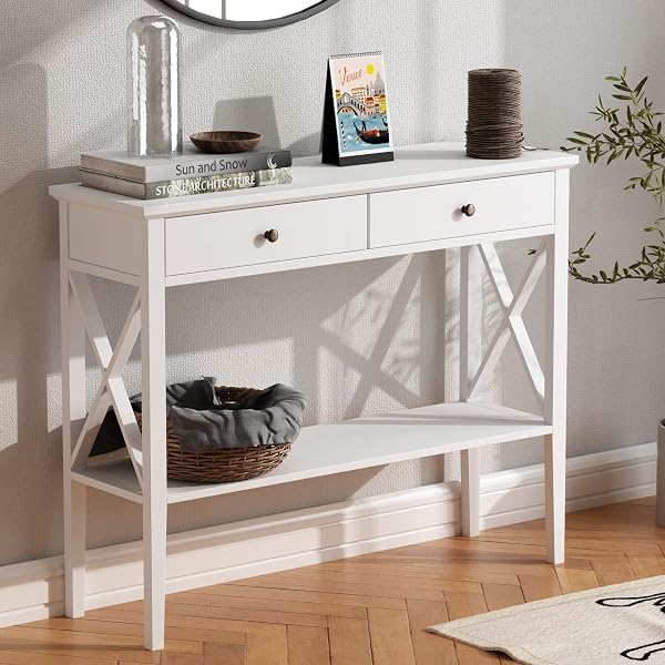 White Console Table with Drawers