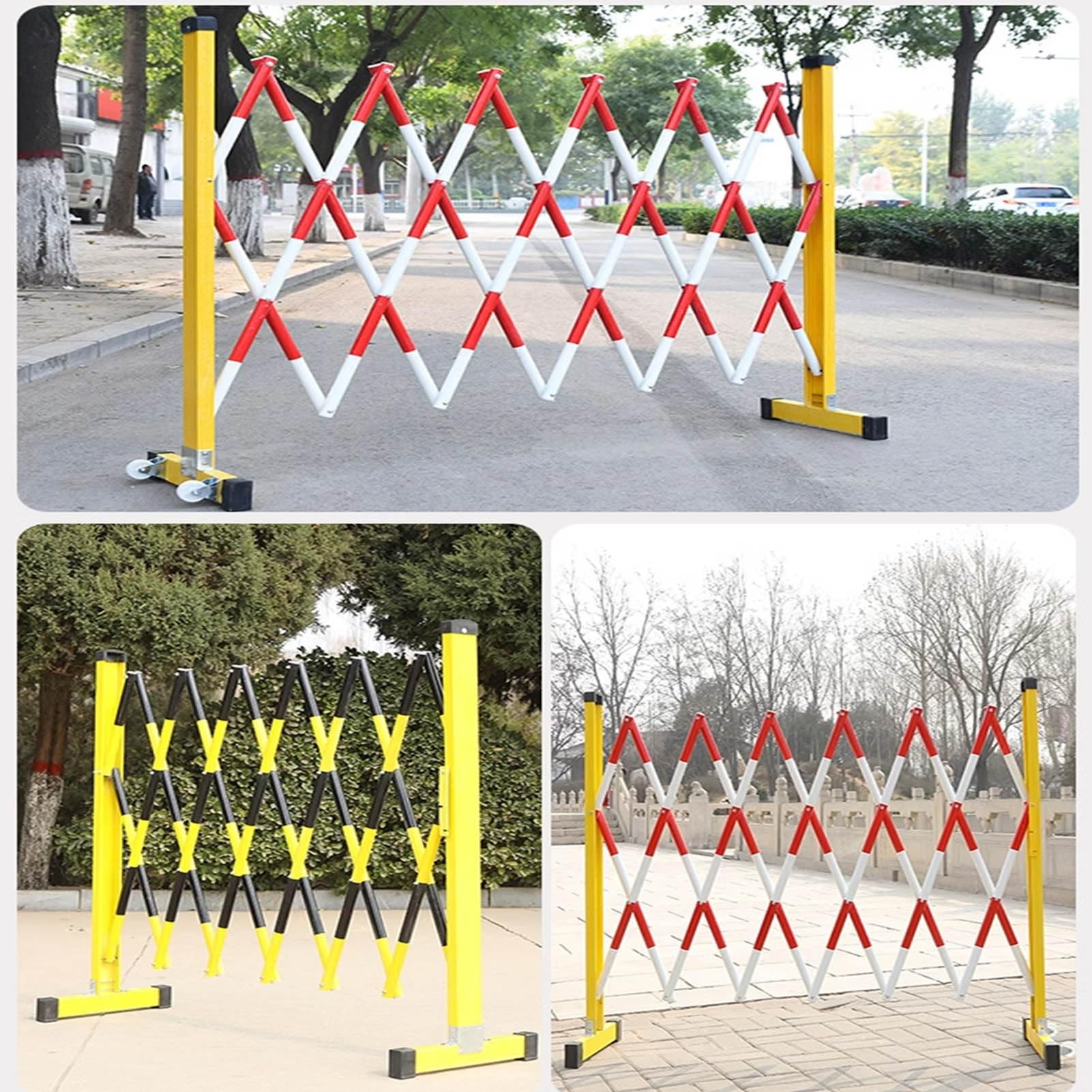 Robuster, einziehbarer Verkehrszaun mit Rädern, zusammenklappbare Sicherheitsbarriere und Sicherheitstor zur Kontrolle der Menschenmenge, 200 cm, tragbar und Lösung