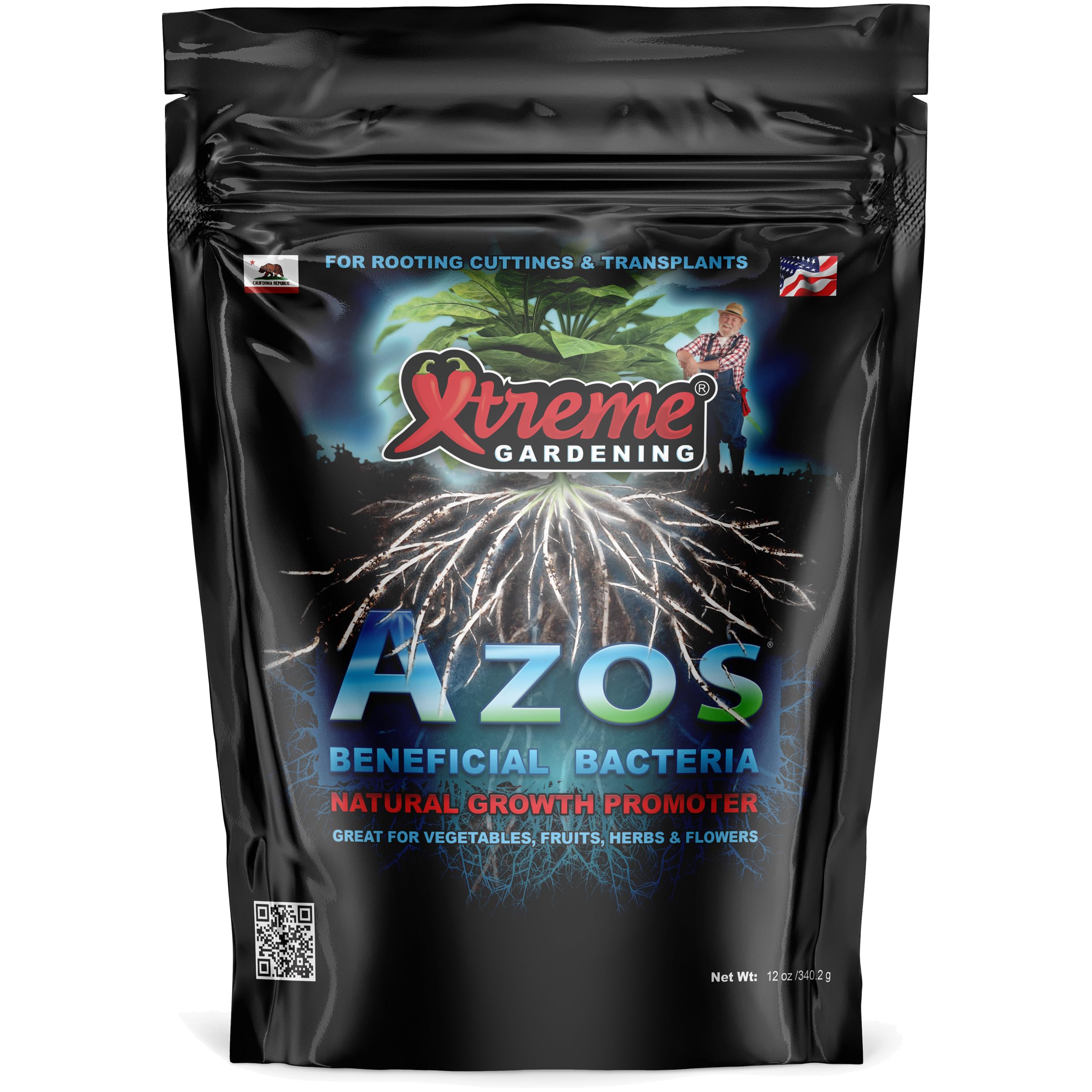 Xtreme Gardening AZOS 12 oz – Beneficial Nitrogen-Fixing Bacteria for Plants & Trees – Natural Root & Growth Promoter for Cloning, Seedlings & Transplants