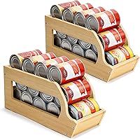 Vista 7 de Estante organizador de latas de bambú, apilable de doble capa y almacenamiento para despensa, dispensador de productos enlatados para encimera