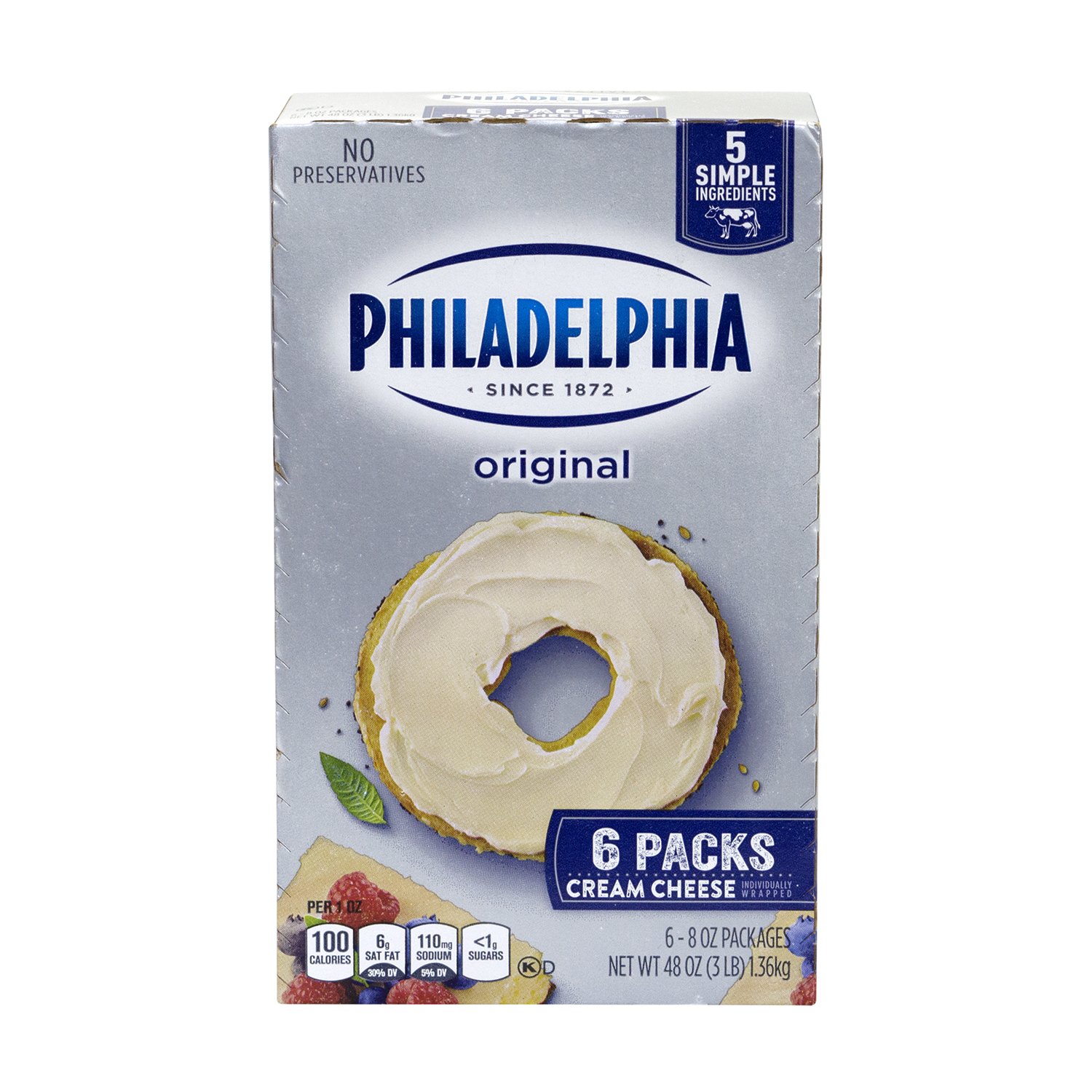 Amazon Com Kraft Philadelphia Cream Cheese 8 Oz Pkg 6 Ct Grocery Gourmet Food