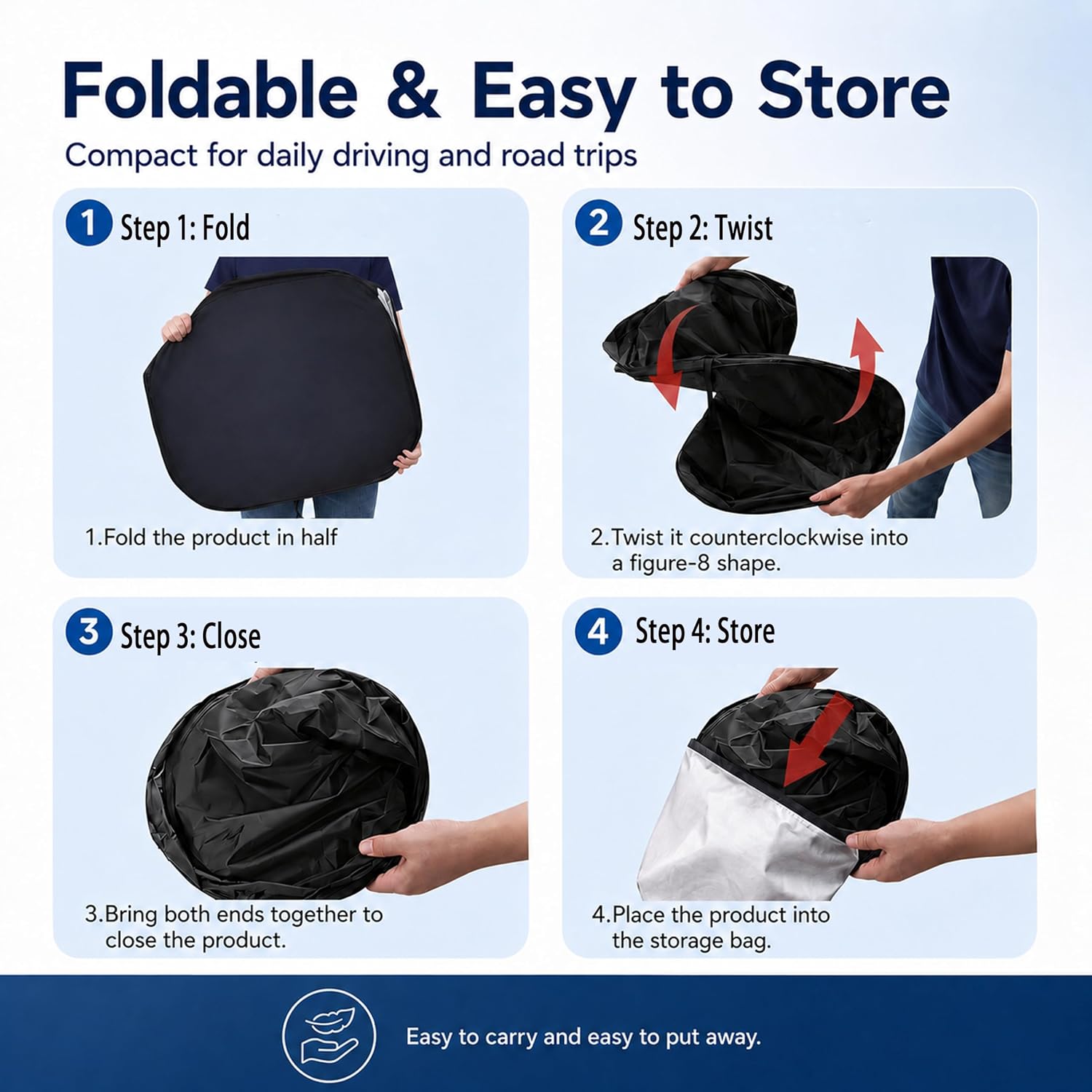 Car Windshield Sun Shade, Helps Keep Interior Cooler & Improve Comfort, Reinforced Edges & Flexible Frame, Foldable Design for Daily Use & Long Parking, Suitable for Most SUVs