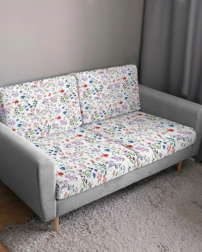 Miniatura 3 de Fundas de cojín para sofá con estampado floral primaveral, funda elástica para sofá con parte inferior elástica, fundas de sofá con estampado