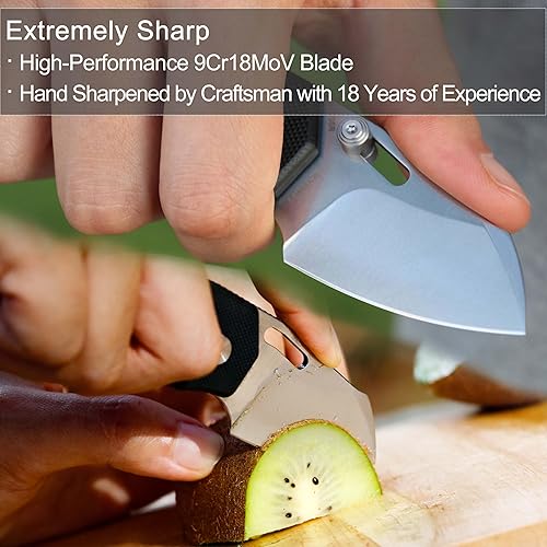 Miniatura 4 de JIN Rhino - Cuchillo de bolsillo pequeño para hombres, bloqueo de botón EDC, kit de cuchillos plegables de bricolaje, hoja de satén 9Cr18Mov de 2