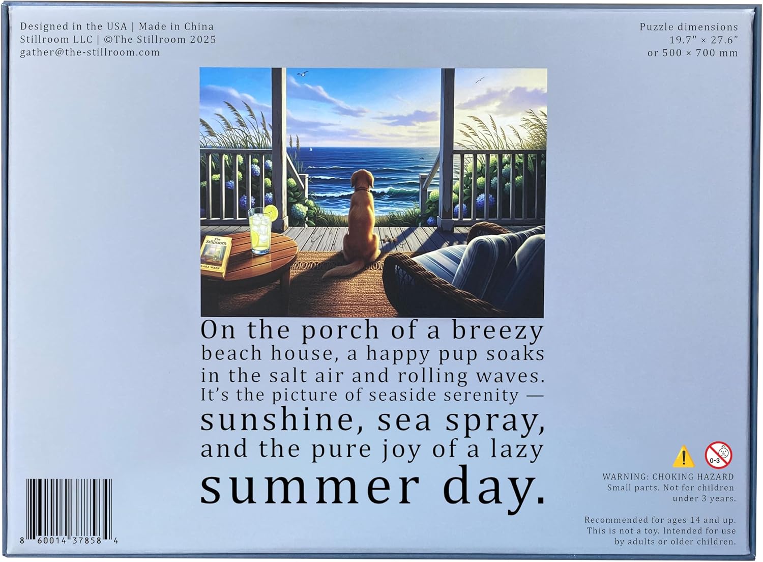 TheStillroom - Dog Days of Summer - 1000 Piece Jigsaw Puzzle for Adults | Coastal Golden Retriever & Ocean View (Matte)