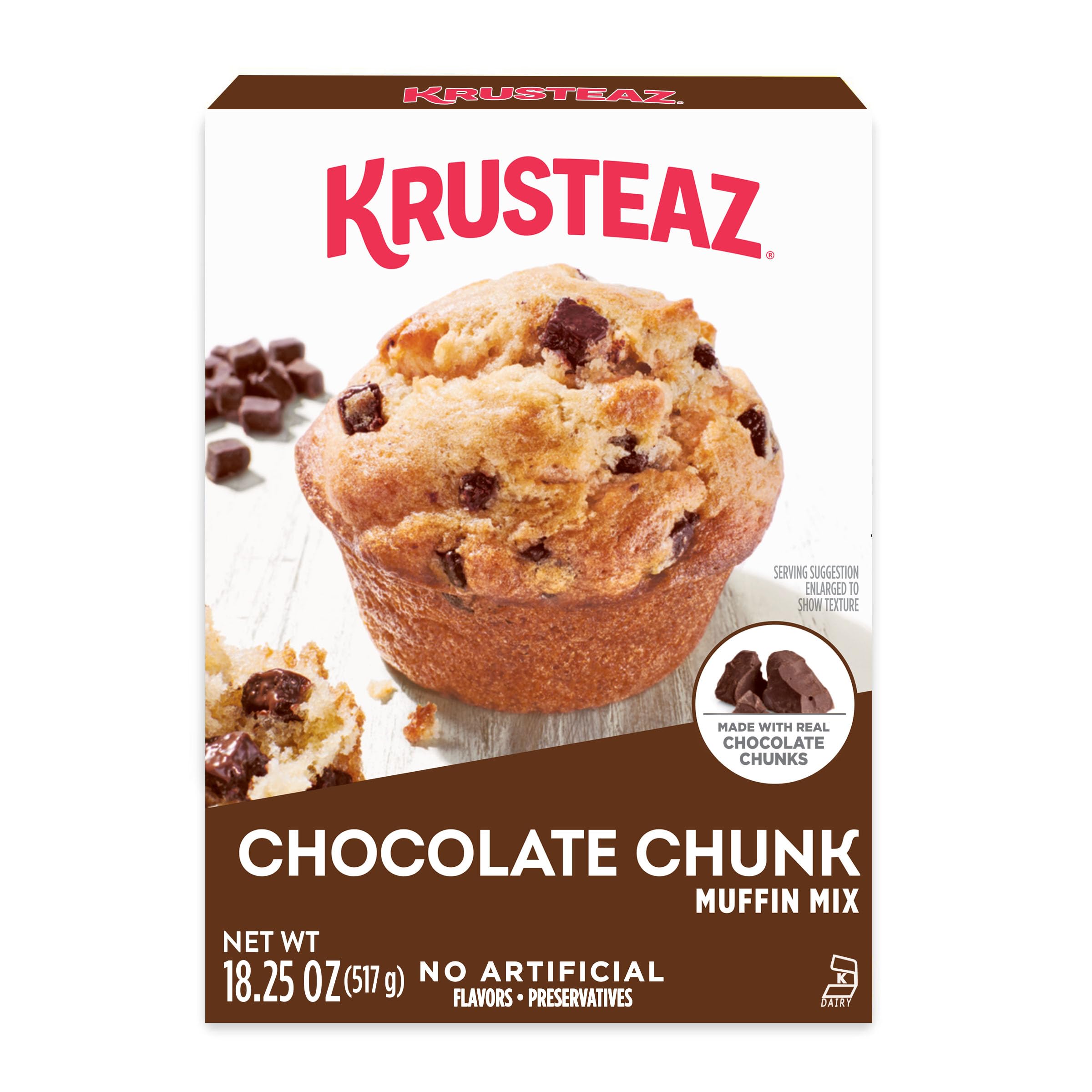 Krusteaz Chocolate Chunk Muffin Mix, With Real Chocolate, No Artificial 
