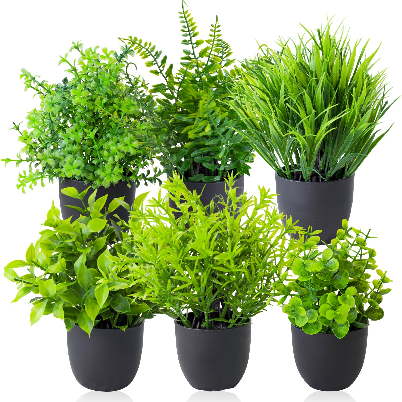 Vaskula 6 Pièces Plantes Artificielles Plantes Artificielles Interieur avec Pot Petite pour Le Bureau, la Maison, Le Balcon et la Décoration de la Salle Plante Verte Interieur
