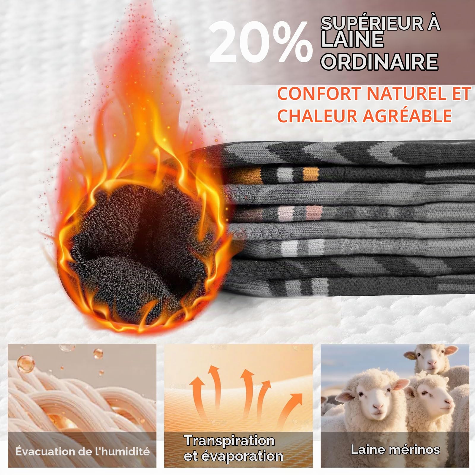 Rahhint 2 Paires Chaussette Ski En Laine Mérinos Pour Hommes,Femmes Et Jeunes,Chaussettes De Ski Thermiques épaisses Pour Les