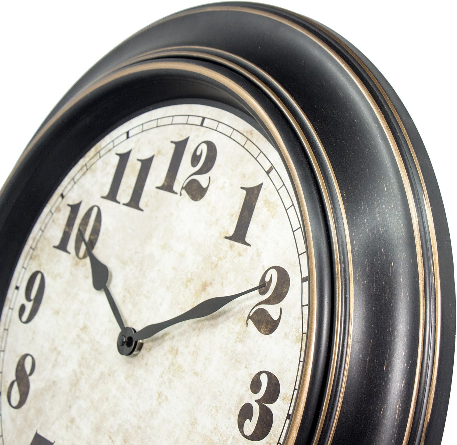 45MinST 18 Inches Retro Wall Clock, Silent Non Ticking Battery Operated Movement, Home/Wall Decor, Easy to Read, Decorate Bedroom/Living Room/Office