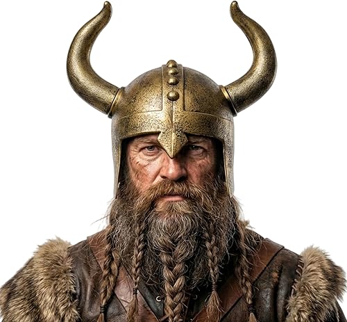 Miniatura 2 de LOOYAR Casco vikingo medieval para adultos, edad vikinga, con cuernos, soldado berserker, guerrero, disfraz de guerrero, para juego de batalla,