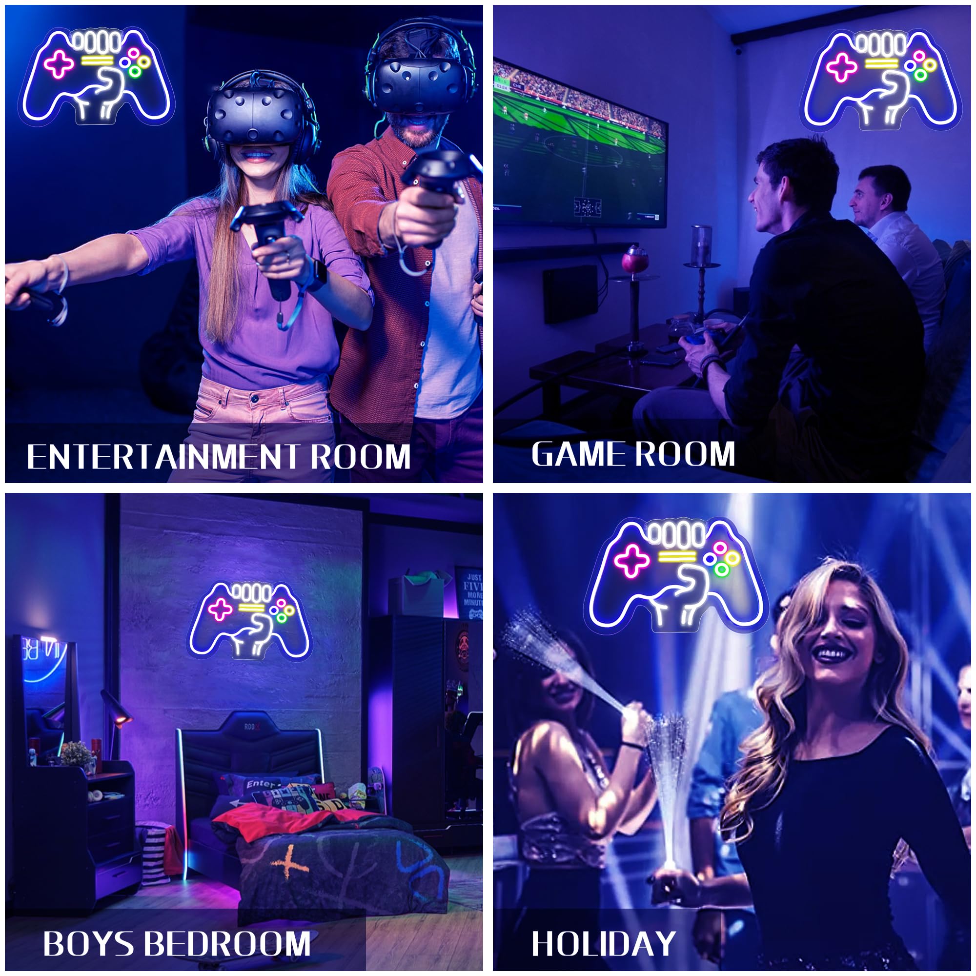 Insegna al neon a LED a forma di controller, adatta per la decorazione della stanza dei giochi, decorazione della stanza dei ragazzi, decorazione da parete per camera da letto, miglior regalo per