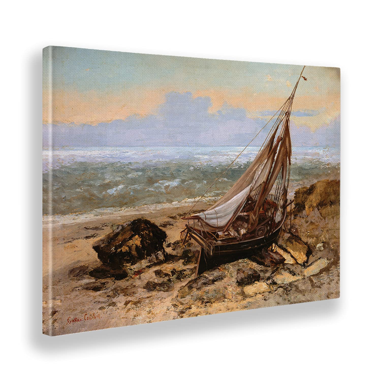 Giallobus - Quadro - Gustave Courbet - La barca da pesca - Tela canvas - 100x70 - Pronto da appendere - Quadri moderni per la casa