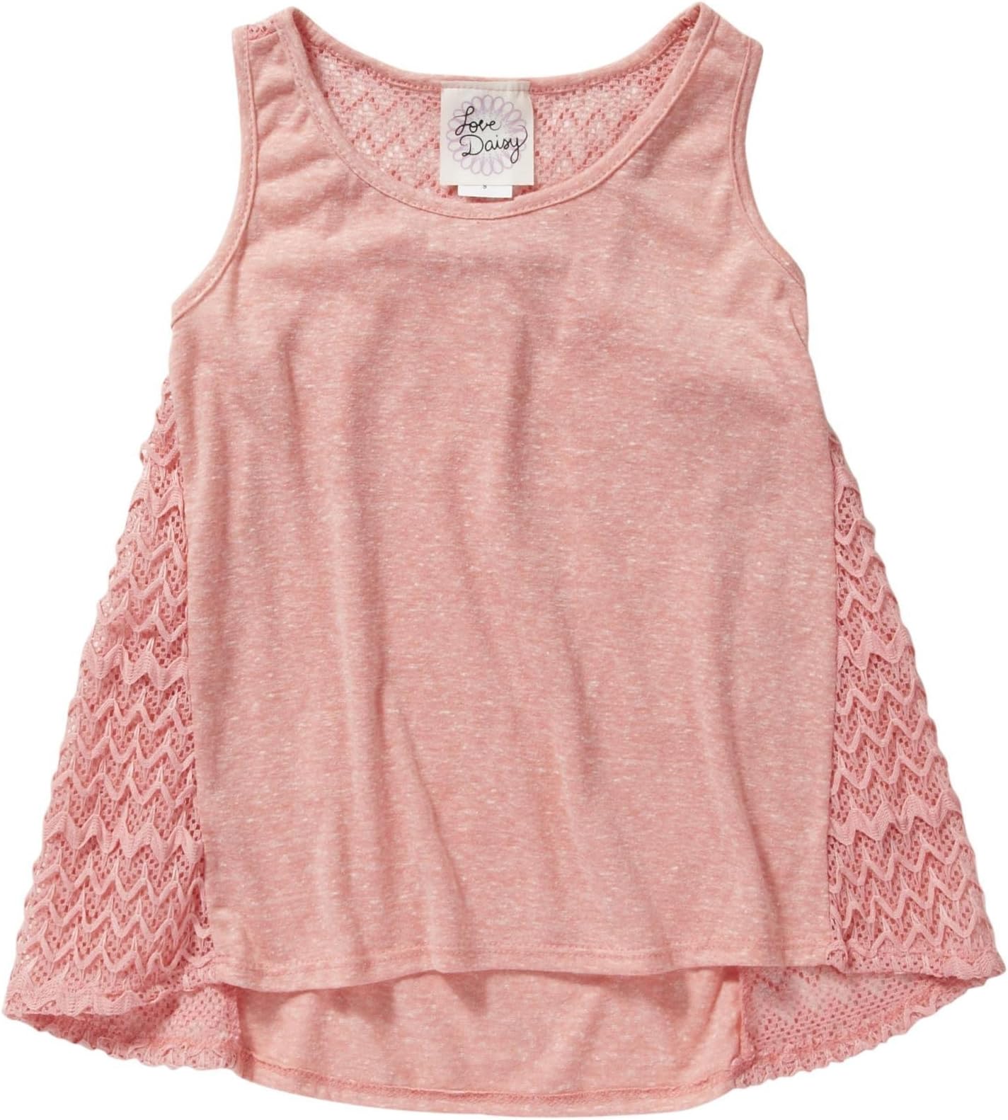 Love Daisy Tank W/ Chrochet Side Detail (Kid) - Coral-X-Large