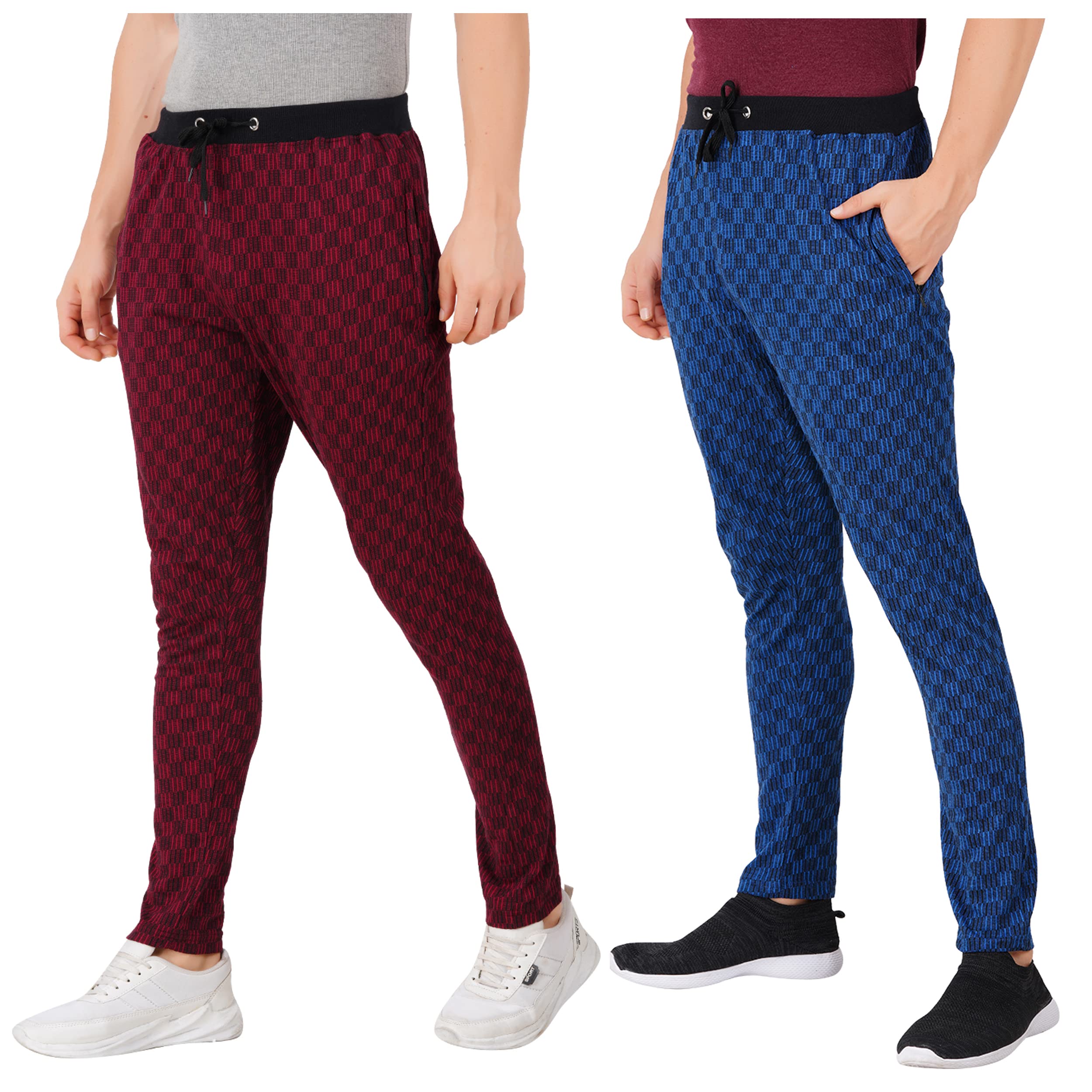 offenders Branded Side Zip Pockets Checkered Track Pant Elasticated Weist Band with Drawstring Inside-picture-48