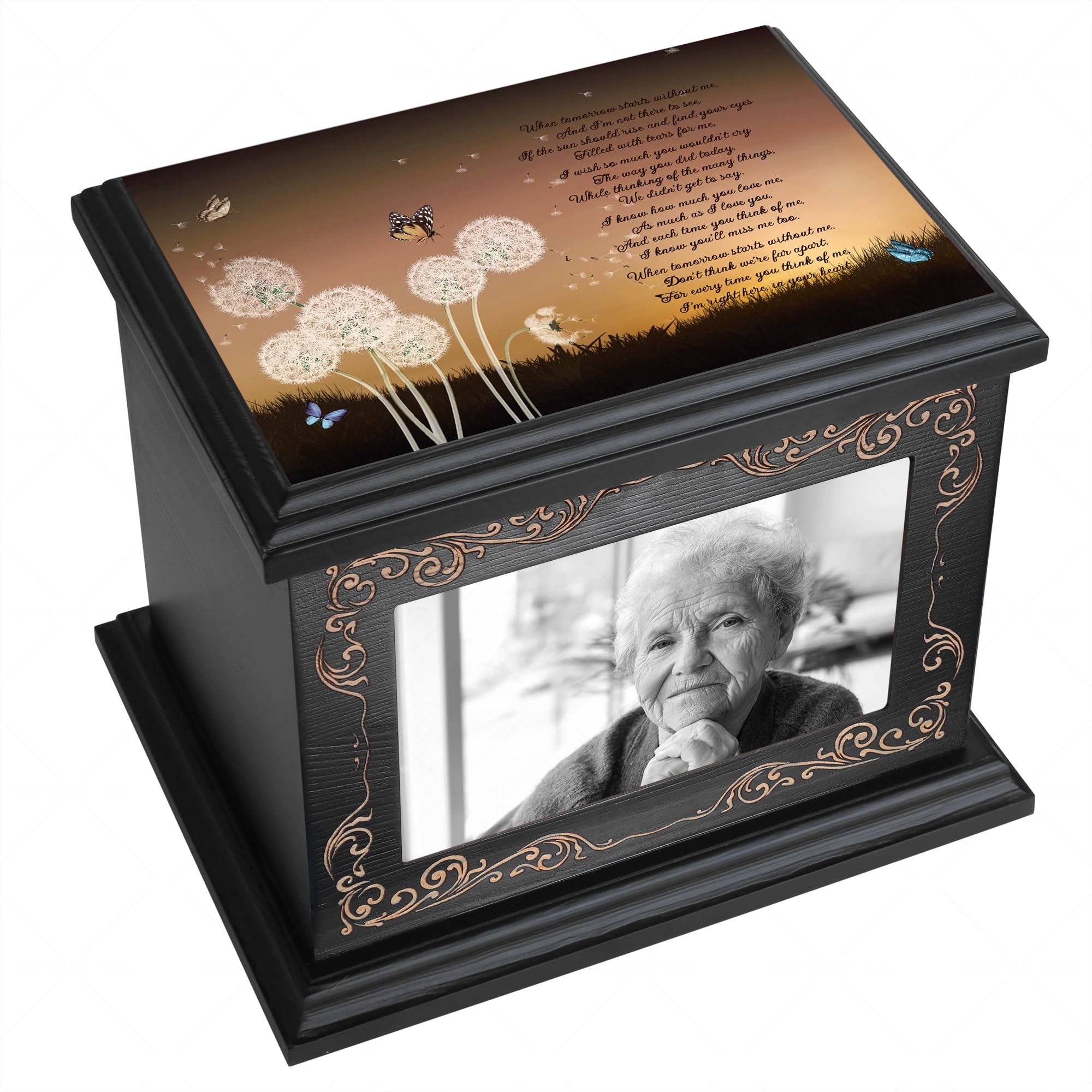 Cremation Urns for Human Ashes Adult Male or Female, Funeral Memorial Urns for Ashes with Photo Frame, Wooden Urns Box and Casket for Men Women, Burial Urn for Adults Up to 200 IBS