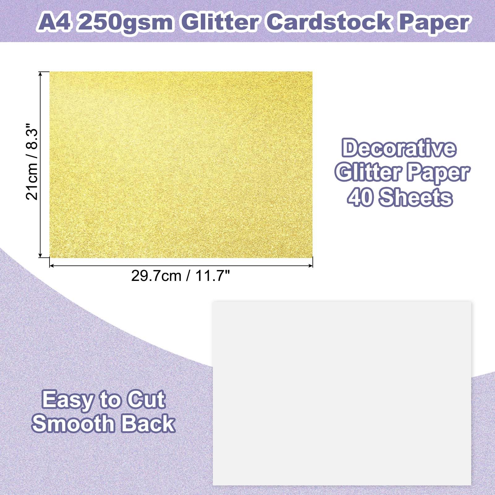 PATIKIL 40Sheets Light Gold Glitter Cardstock - Image 2
