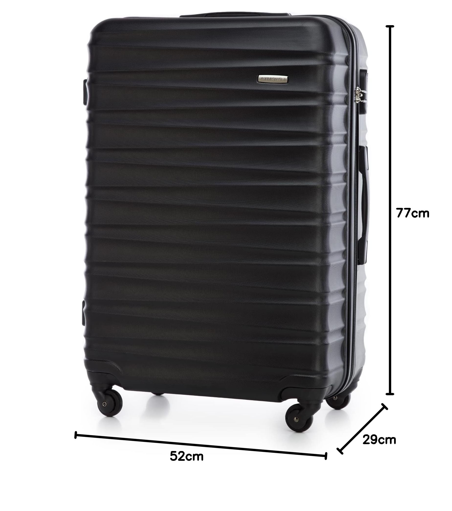 WITTCHEN Reisekoffer Hartschale ABS Große L Check-In Gepäck 4 Spinner-Rollen Zahlenschloss Groove Line Schwarz