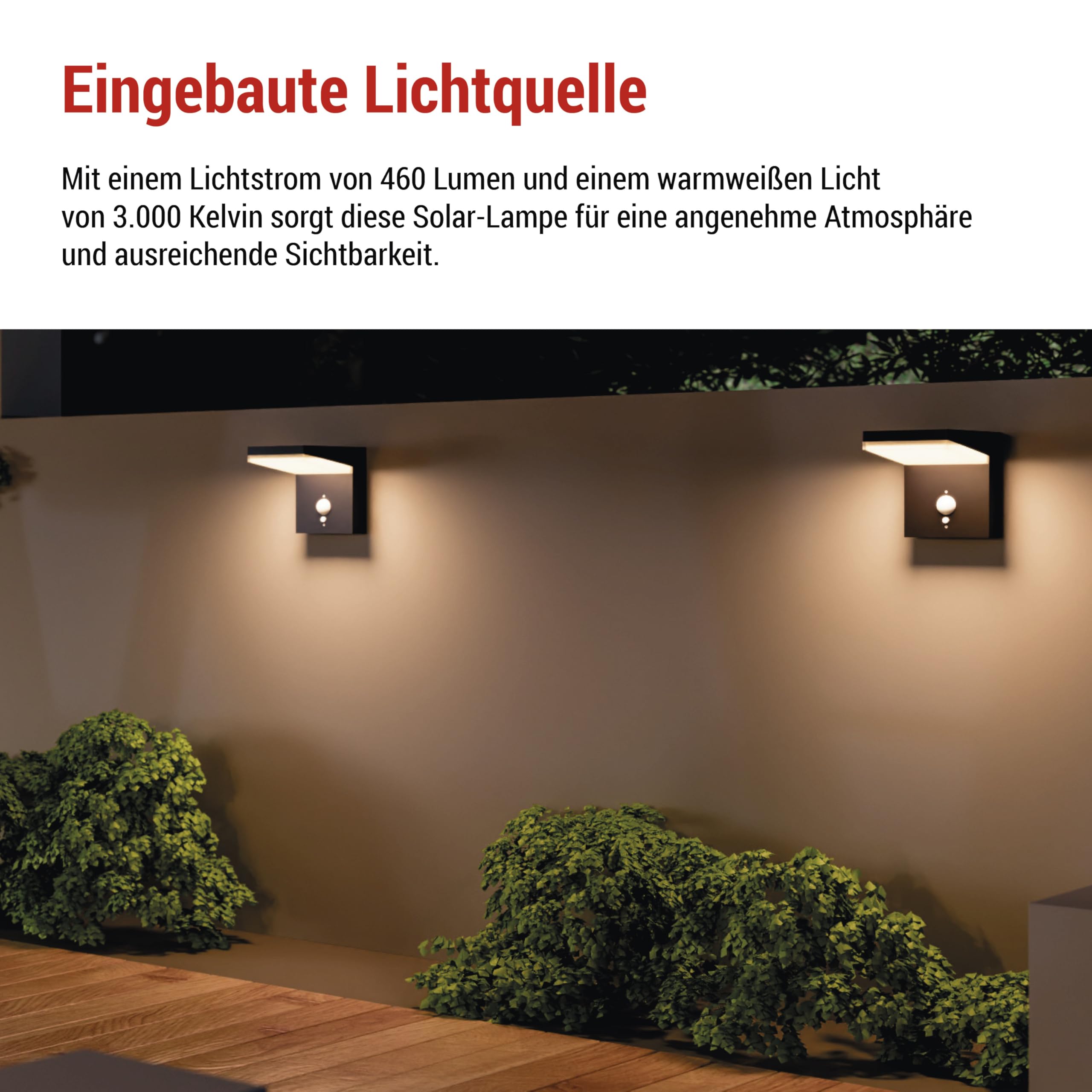 EMOS - Solarna lampa ścienna LED VEREA z czujnikiem ruchu do domu i ogrodu – wodoszczelne solarne oświetlenie ogrodowe z czujnikiem, jasność 460 lm, ciepła biel – obudowa z aluminium do montażu na