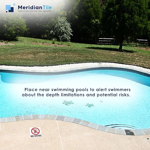 Miniatura 6 de Aquatic Custom Tile - Señal de cerámica de no buceo para piscina, 5.8 x 5.8 pulgadas, letreros de no buceo, acabado antideslizante abrasivo sin