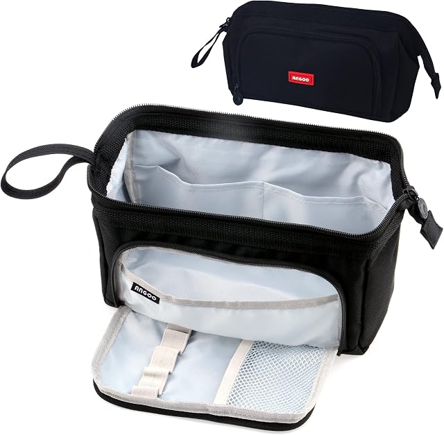 Large Pencil Case Big Capacity Pencil Bag Portable Pencil Case School Supplies Suitable for Middle High School College Students Girls Boys Teen Storage Organizer Gift (Black)