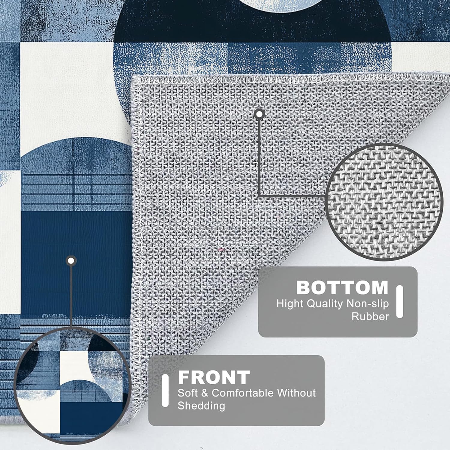 Boho Area Rug for Living Room Abstract Geometric 5x7 Entryway Rug Modern Blue Circles Rugs Non Slip Low Pile Machine Washable Floor Carpet for Indoor Bedroom Kitchen Dining Room Office