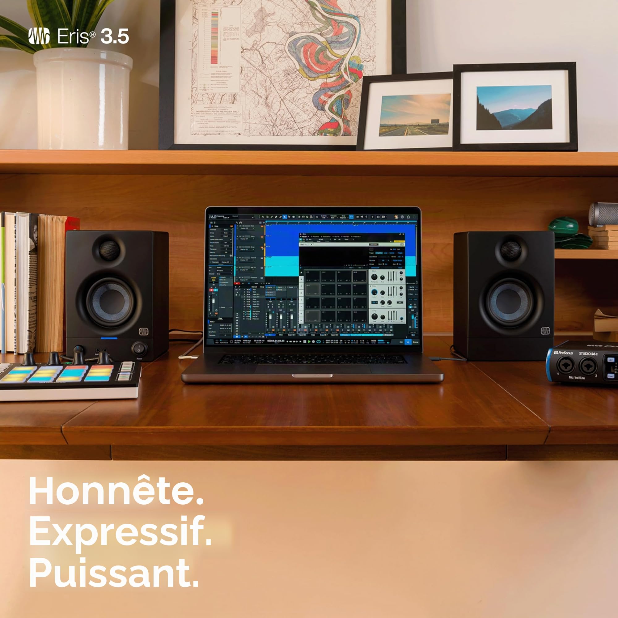 PreSonus Eris 3.5 Gen 2, Enceintes Actives 3,5" de Bureau pour Multimédia, Gaming, Production Musicale de Qualite Studio, Puissance de 50 W