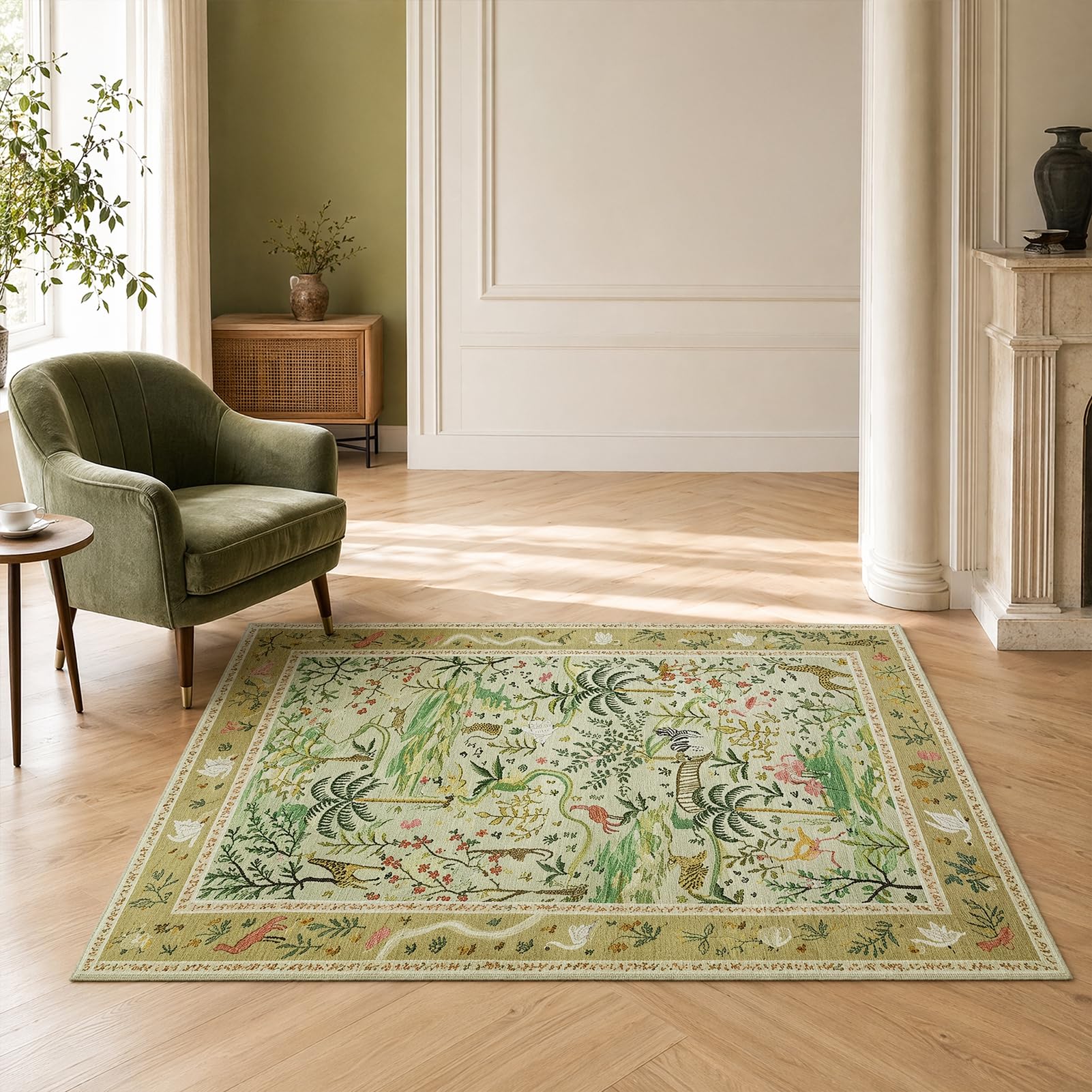 Tapis ethnique floral rétro bohème pour salon, tapis d'intérieur antidérapant pour chambre à coucher, chambre d'enfant, décoration d'intérieur D XXL