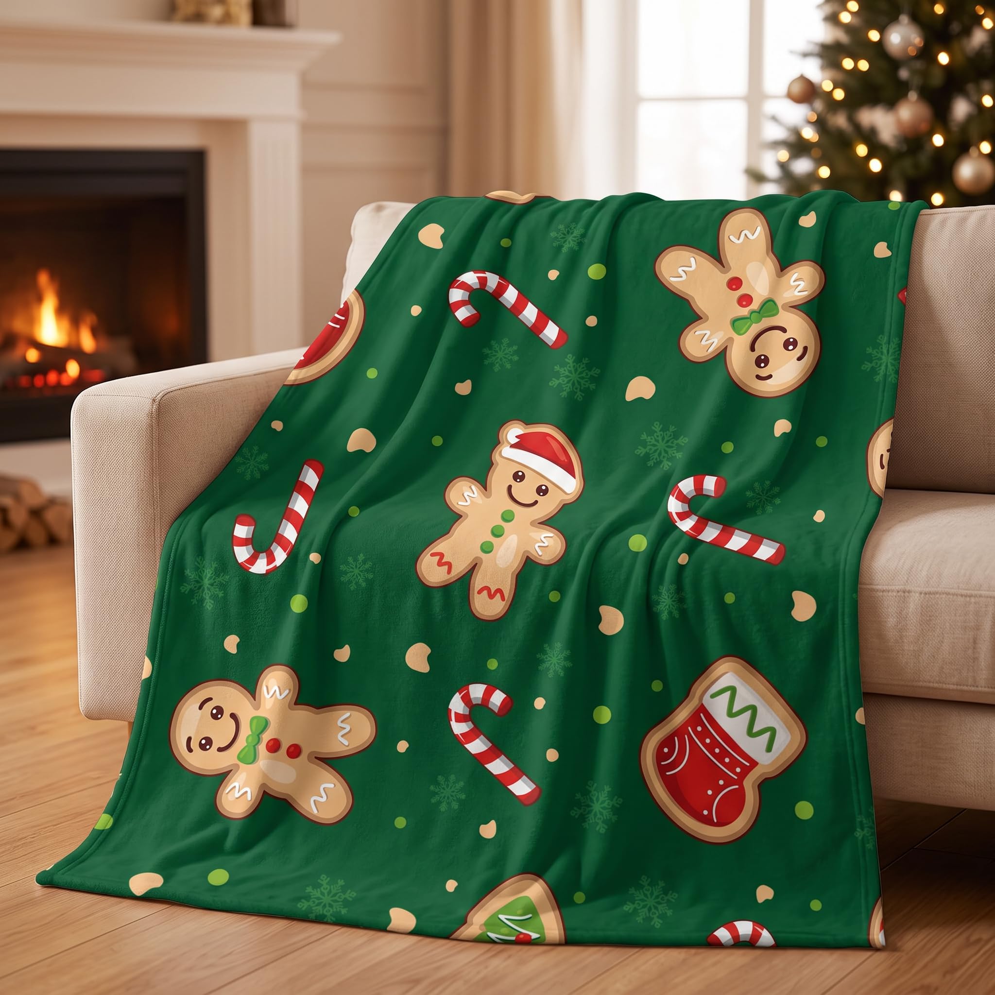 Christmas Printed Blanket Super Soft Flannel Fleece Cozy Blankets for Bed,Sofa,Couch,Gifts for Women Men,Camping and Travel Warm Fuzzy Blanket for All Season (Christmas Stockings, 50" x60)