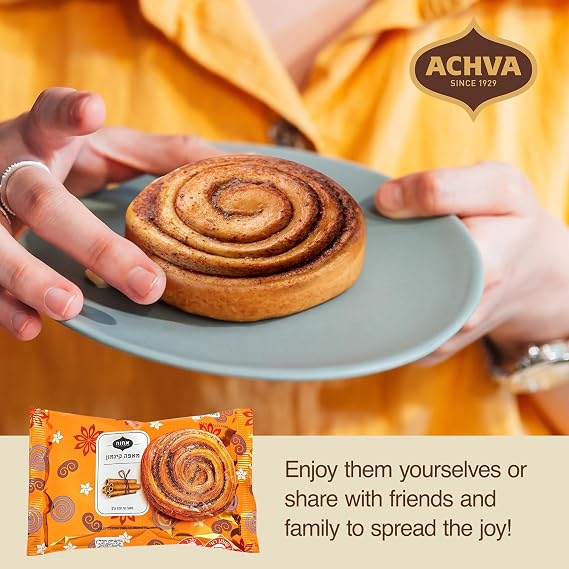 Achva Cinnamon Rolls - Pack of 3 x 120G Kosher Certified Cinnamon Snacks - Cinnamon Cake - Paired with Coffee or Tea Cinnamon Pastry Snack - Perfect for Sharing with Family and Friends