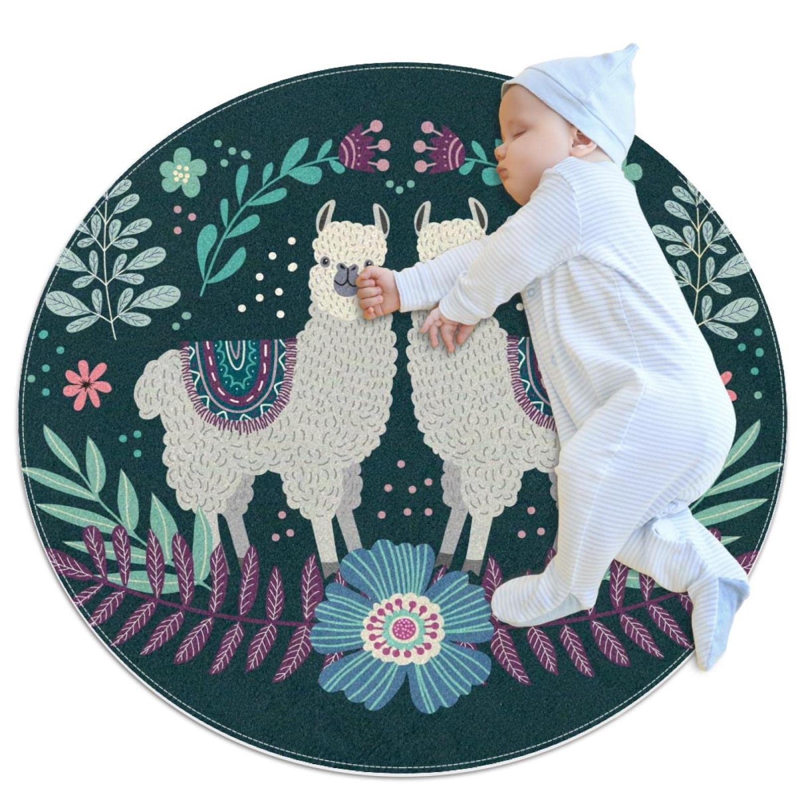 Tapis rond alpaga doux et antidérapant contre le sol froid
