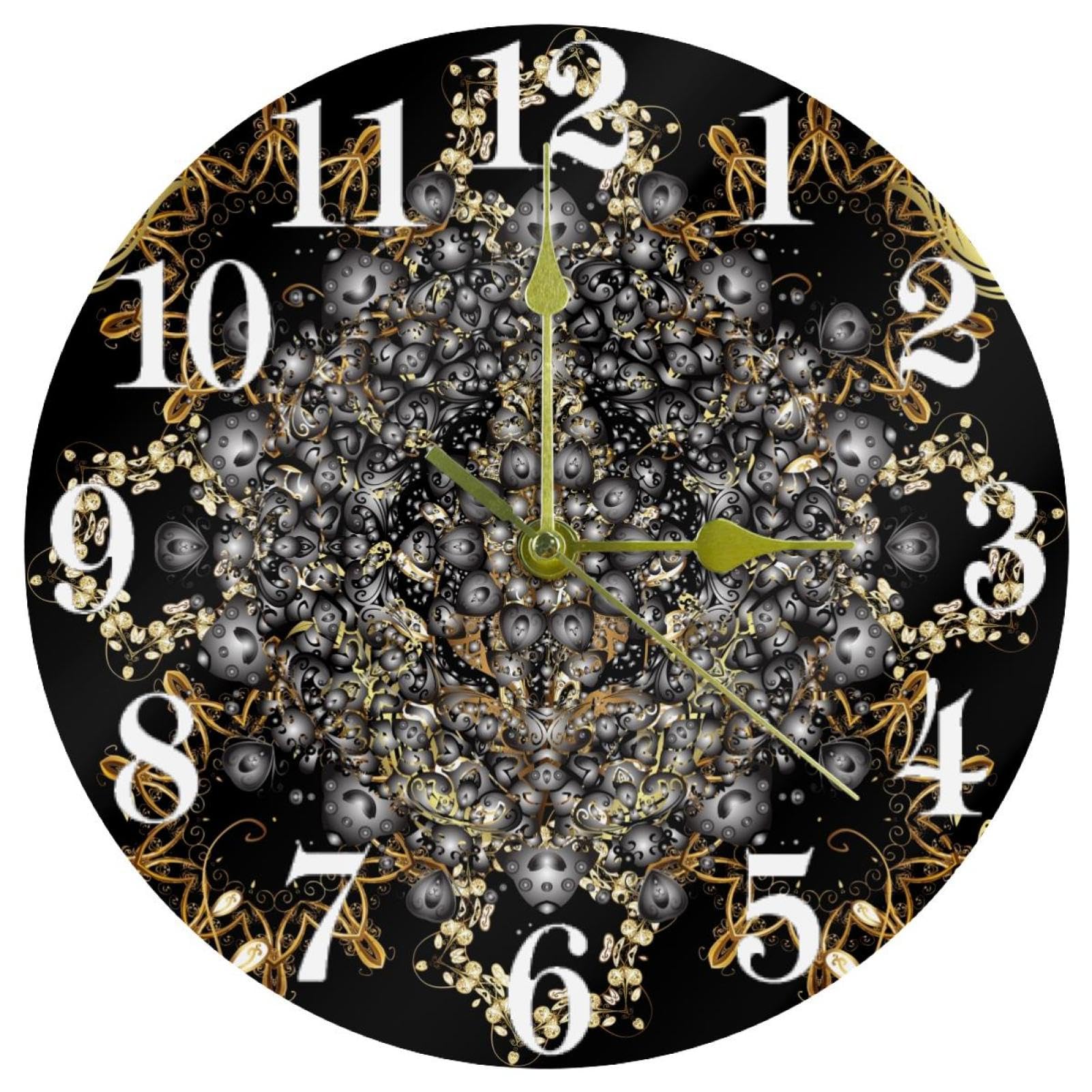 Horloge murale baroque florale dorée à quartz, le cadeau déco idéal