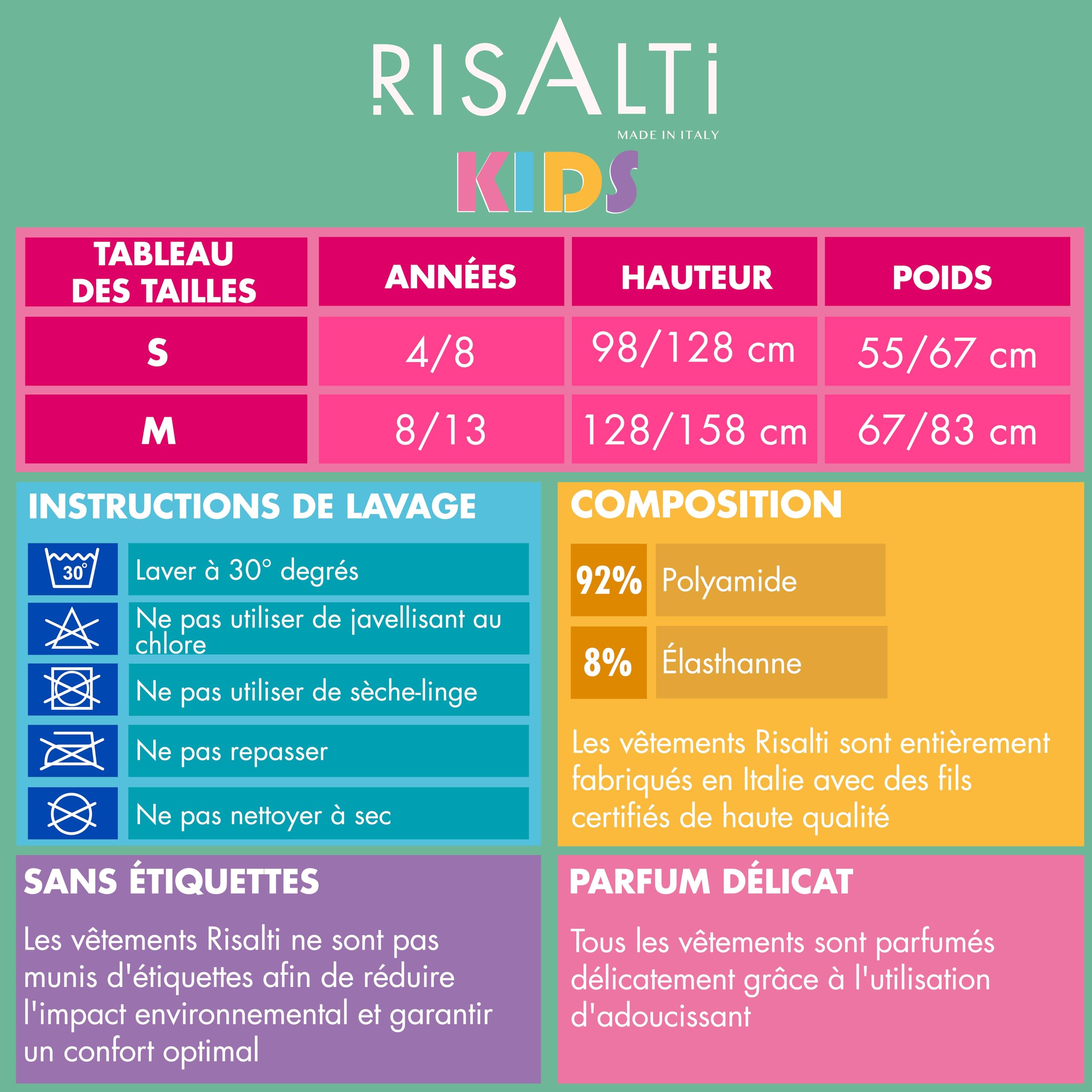 Risalti Brassiere Fille Américaine Microfibre 3Pcs - Top Fille, Crop Top Fille, Crop Top Enfant Fille, Soutiens-Gorge Fille, Brassière Fille, Top Sport, Free Bracelets - Made in Italy