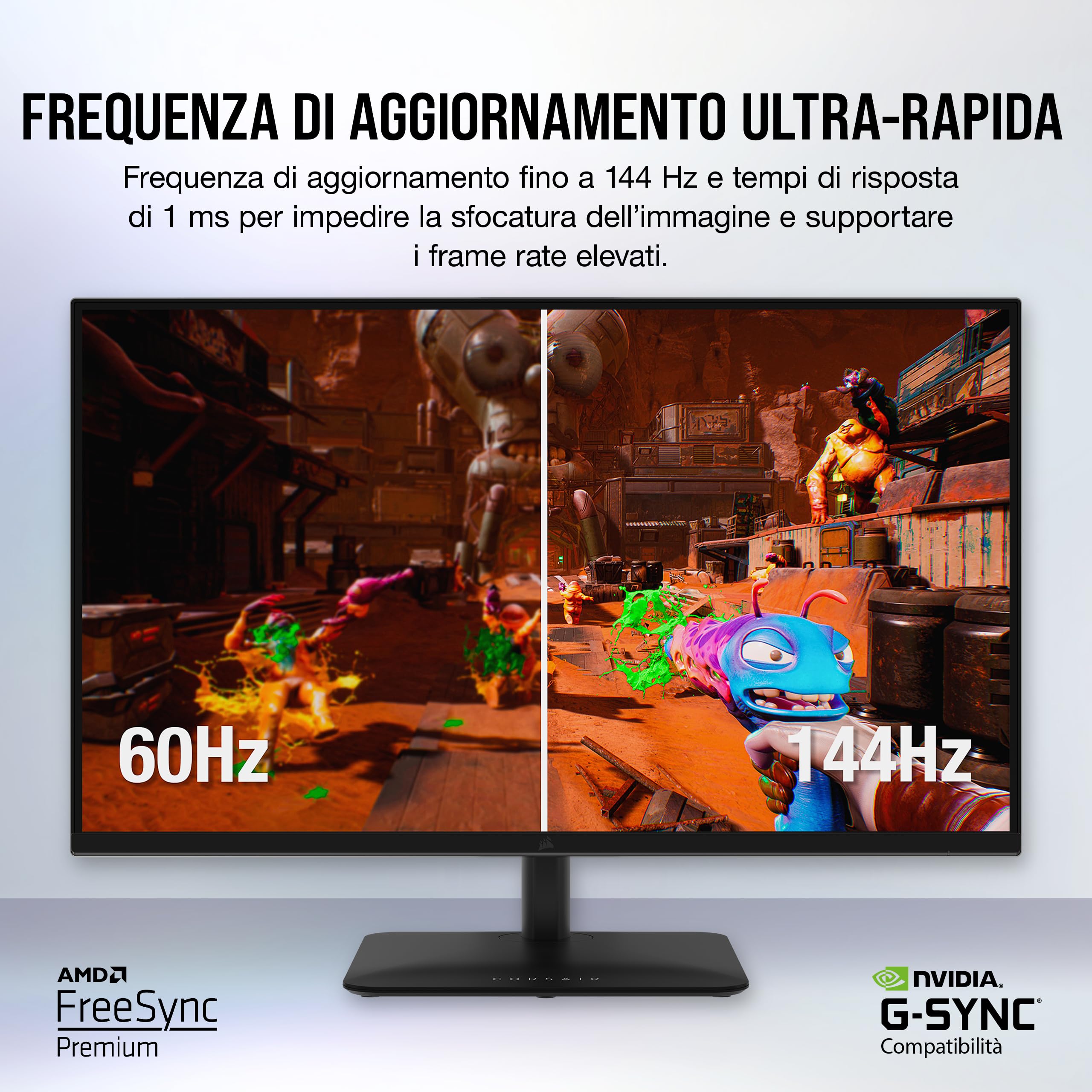 Corsair XENEON 32UHD144-A Monitor da Gioco 4K da 32 Pollici - 144Hz, IPS, 1ms, 3840 x 2160, FreeSync Premium, HDR600, DisplayPort, HDMI, Hub USB-C