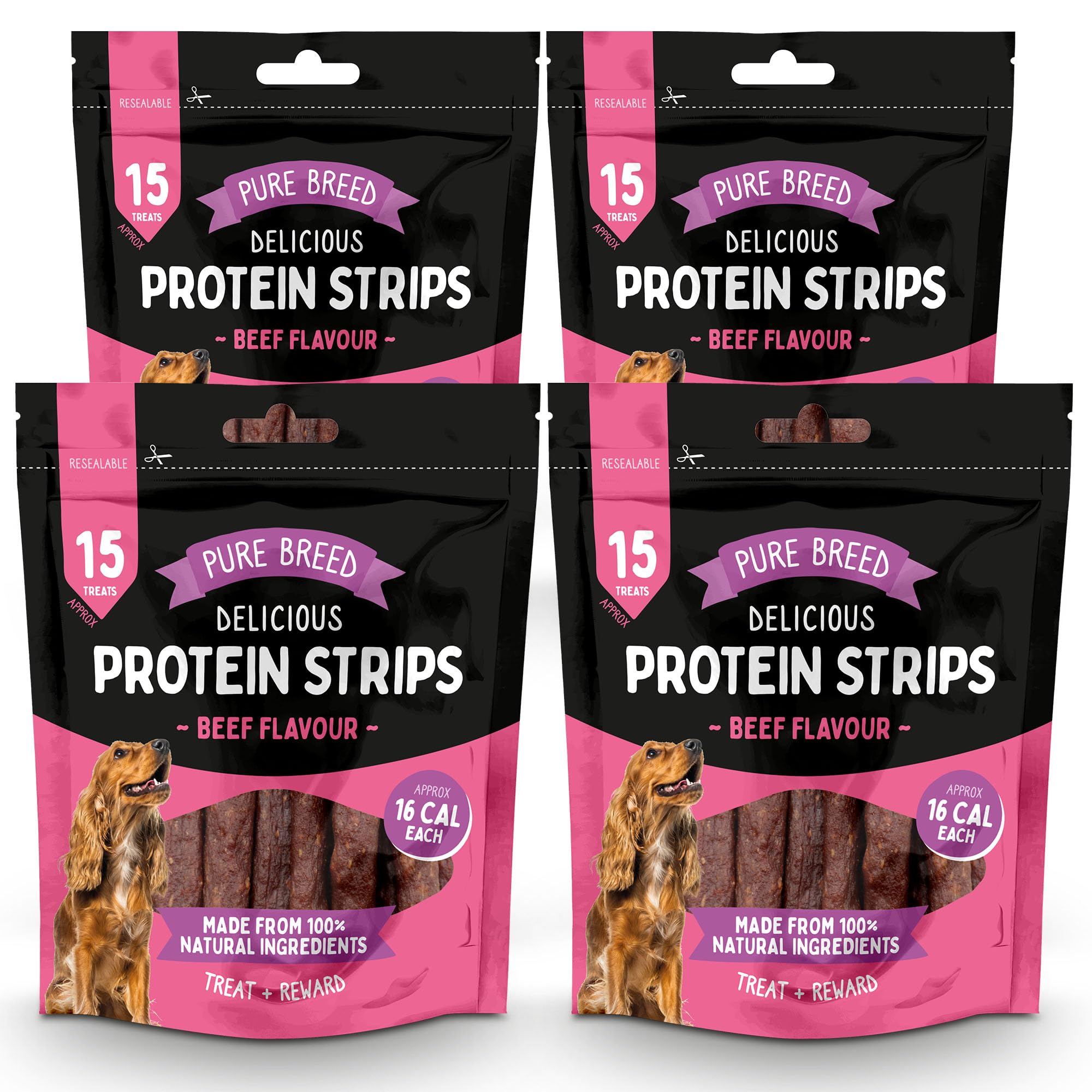 SOL 600g Delicious Protein Strips, Long Lasting Dog Chew, 10cm Flavourful Beef Dog Treats for Training & Rewards