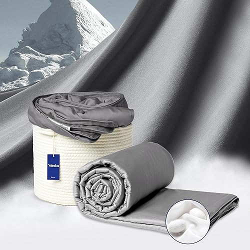 Vesta Edredón ligero de seda lavable, manta refrescante para durmientes acalorados, 100% seda de morera de fibra larga con carcasa 100% algodón,