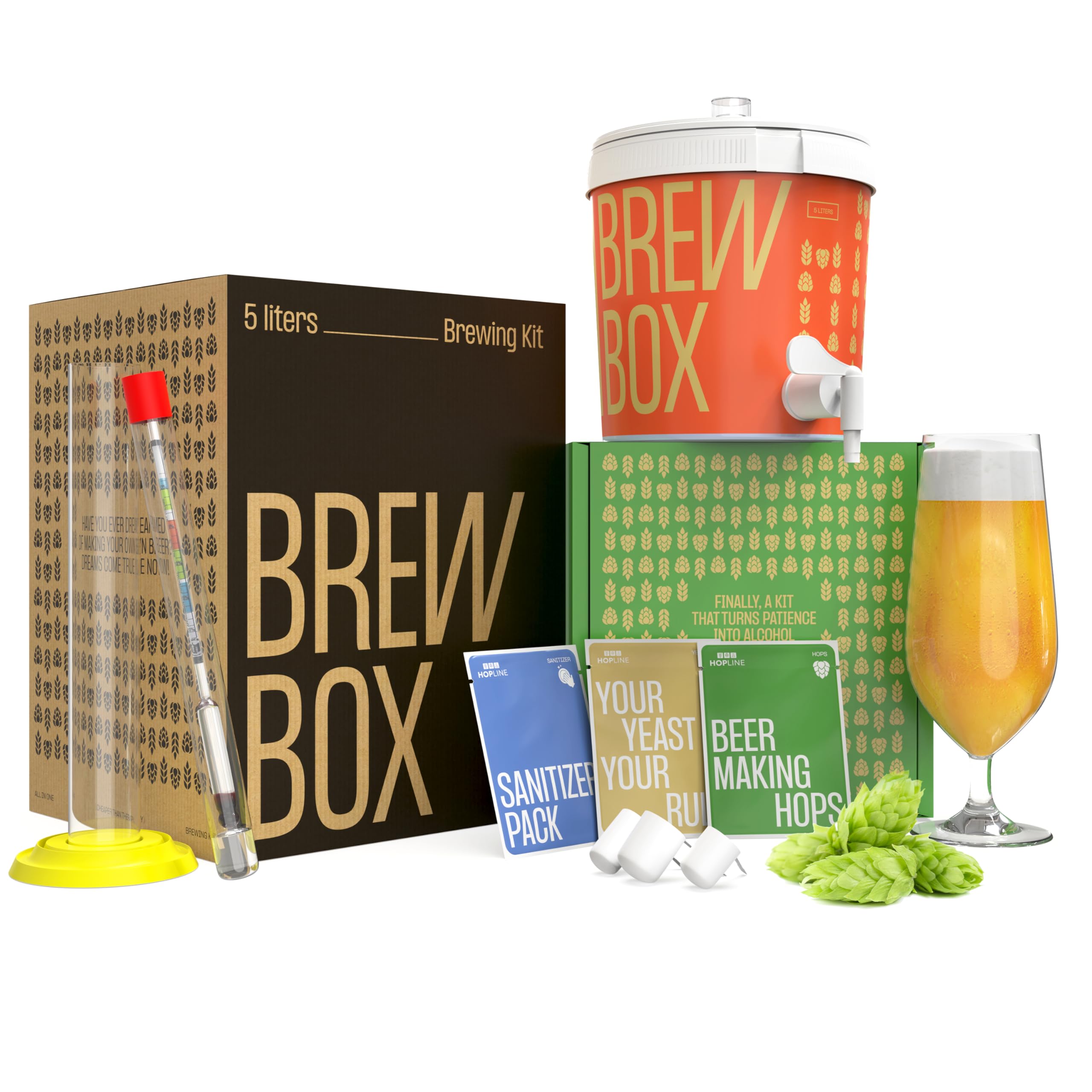 Hopline Kit per Birra Artigianale Blonde – Produce 5 Litri di Birra a casa – Kit DIY Homebrew – Regalo Birra per Uomini, Padri, Amici – Idea Regalo per Compleanno o Natale
