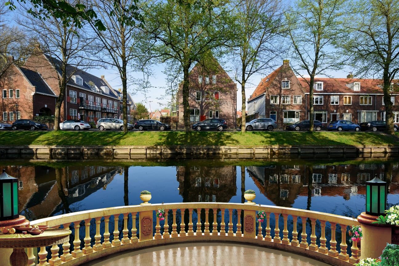 JVERF - JZZD08336 Netherlands Houses Rivers Edam Street Trees