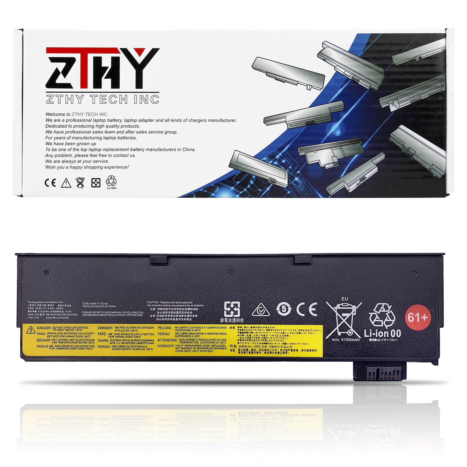 48WH 61+ 6cell 01AV425 Laptop Battery Compatible with Lenovo ThinkPad T470 T570 T480 T580 A475 P51S P52S TP25 Series 4X50M0881 01AV491 SB10K97582 SB10K97583 SB10K97661 01AV492 01AV427