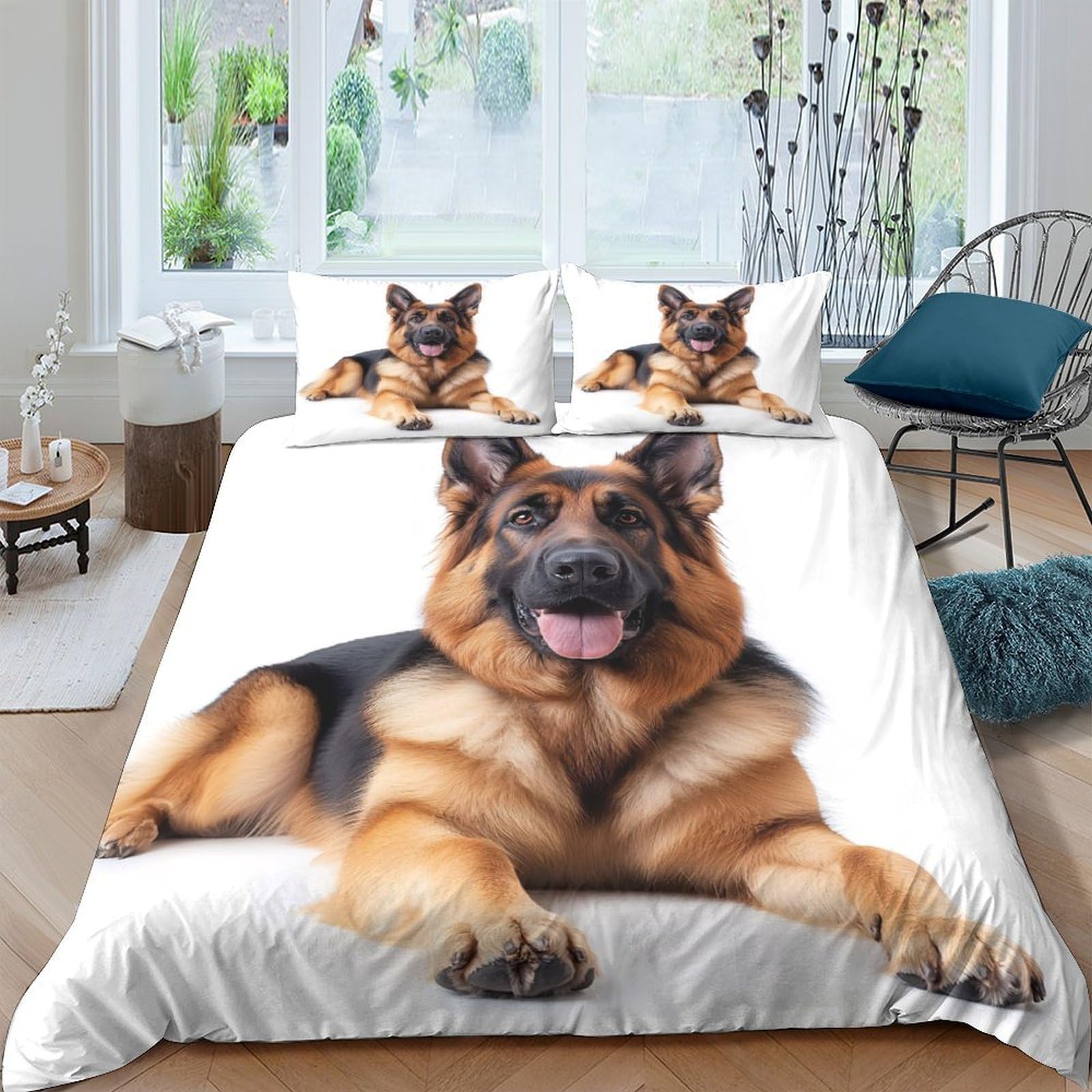 Ctjqhvkz Style-2 3D Printed German Shepherd Fitted Sheet Microfiber Soft White Dog Mattress Cover For Bedroom Dorm Mattress Decor Single（135X200cm）