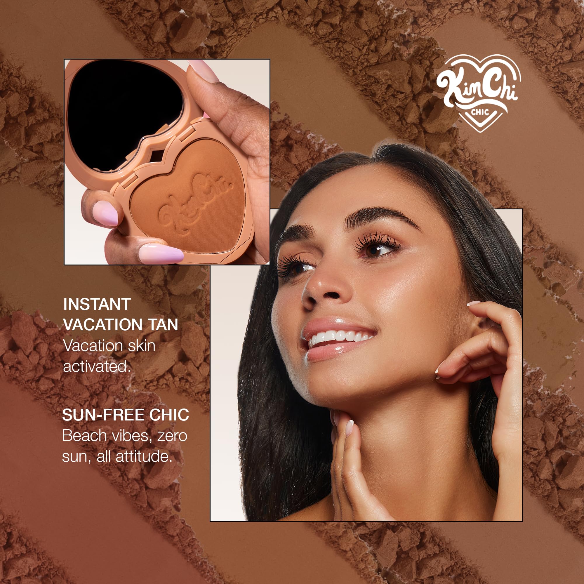 KimChiChic Beauty Thailor Bronceador, acabado mate sedoso para un brillo bañado por el sol, fórmula construible, compacto en forma de corazón con espejo, libre de crueldad, I Went to Venice