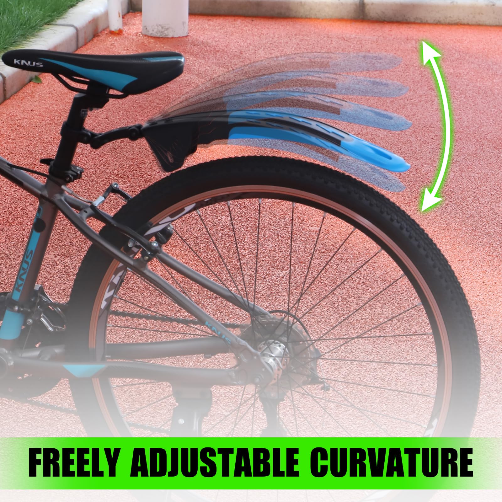 Meghna 2-Piece Universal Bicycle Mudguard Set, Full Cover Bike Fender Set, 24-29 Inch for MTB Road Bike, Mountain Bike, Black and Green - Image 4
