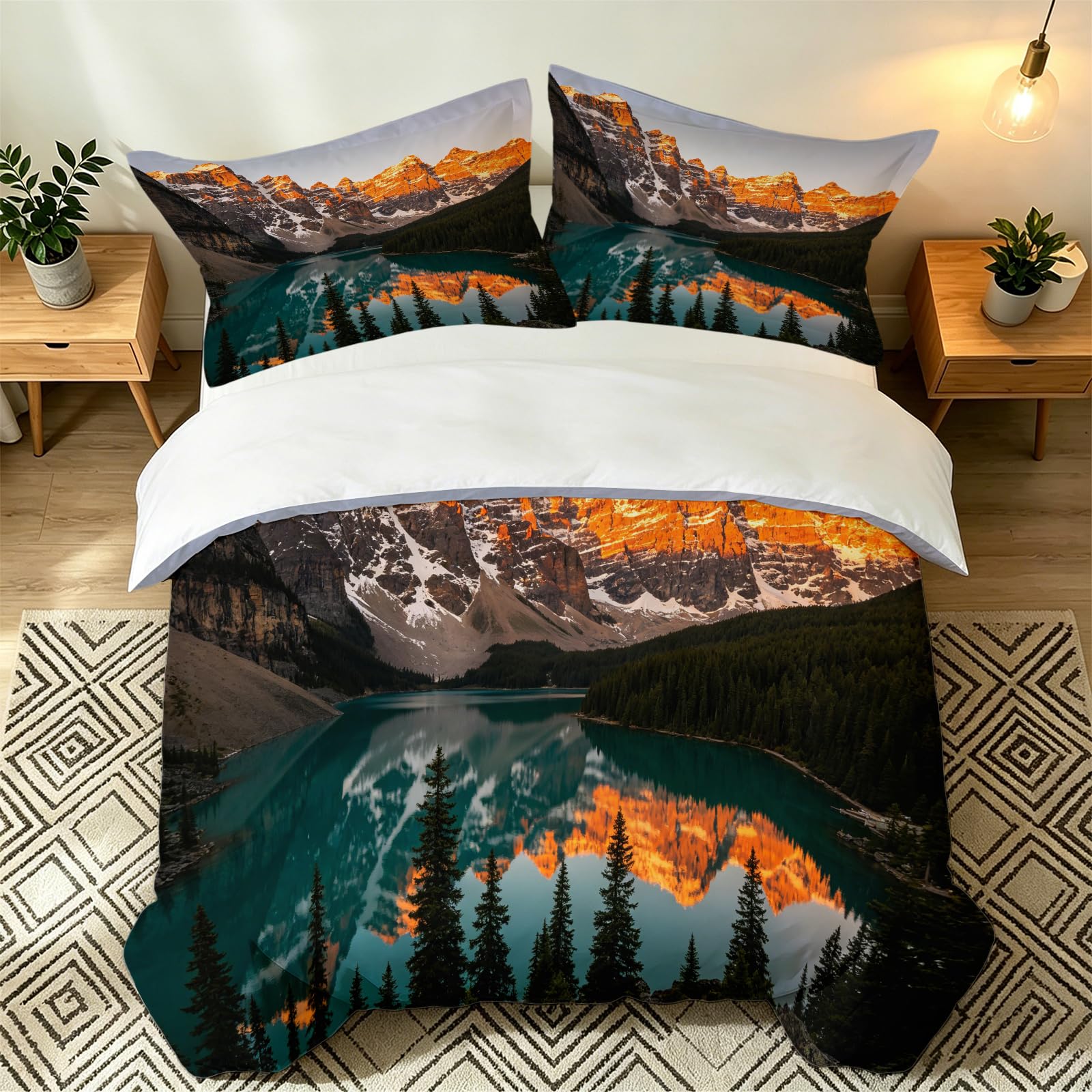 Housse de couette 240x260 lacs de montagne avec ses 2 taies