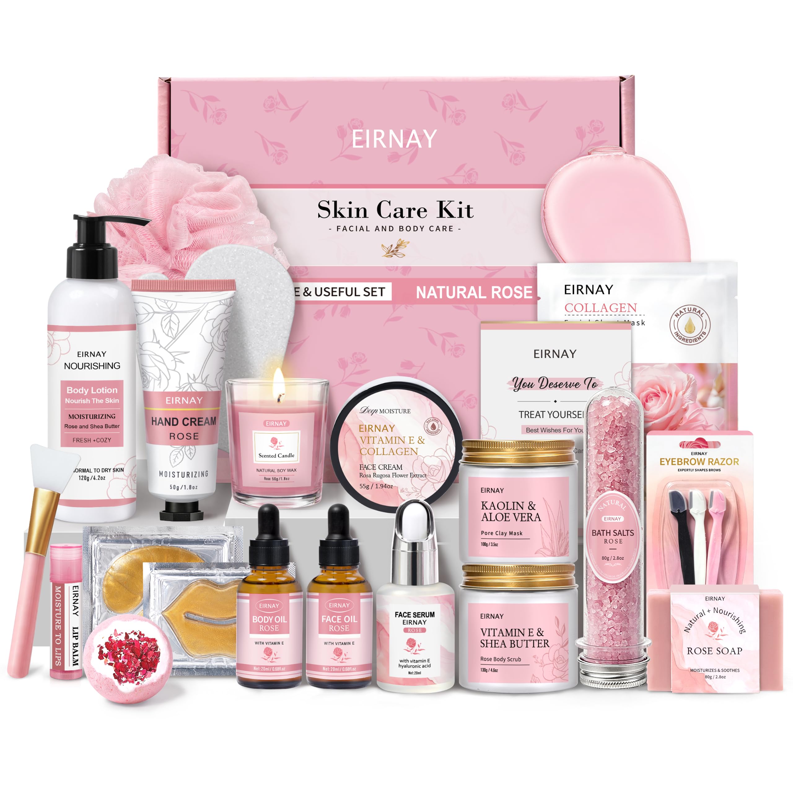 Rose Spa Gift Basket - 23pcs Facial & Body Care Set -1